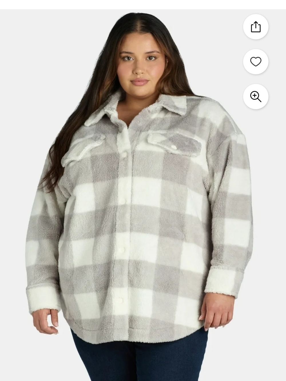 Terra & Sky Grey And White Sherpa Jacket - Soft Ivory